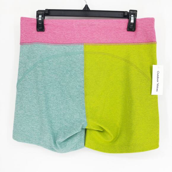 OUTDOOR VOICES Warmup 5" Shorts XS Bubblegum Pink Green Blue Colorblock NWT - Picture 7 of 12